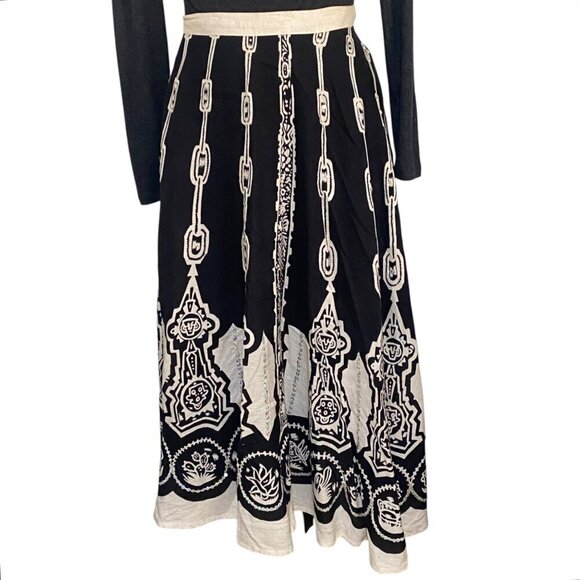 Ishyu Vintage Inspired Sequins and Tan Black Full Circle Skirt Size 10 - Picture 1 of 8